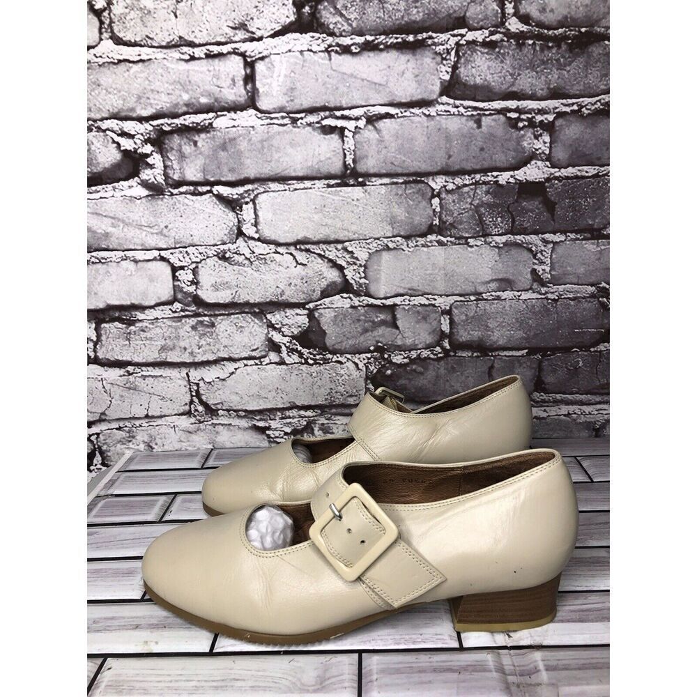 BeautiFeel Ivory Cream Leather Mary Jane Strap Pumps Shoes Women Sz 39EU/8.5M US